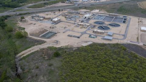 Aerial view of a water treatment facility 