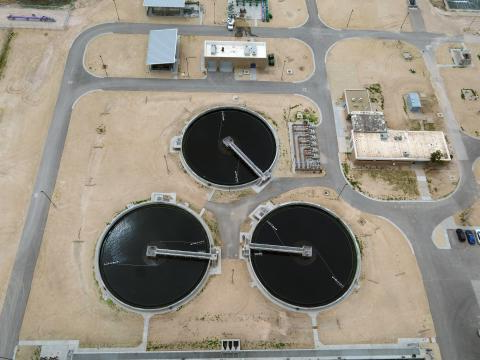 Aerial view of treatment ponds